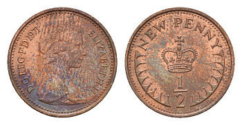 Великобритания 1/2 пенни 1971 Елизавета II (1952-2022) KM 914, Spink 4239 бронза UNC 4697-852