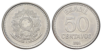 Бразилия 50 сентаво 1986 KM 604 нержавеющая сталь UNC 4174-967