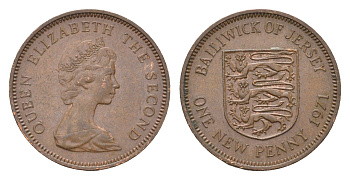 Джерси 1 пенни 1971 Елизавета II (1952-2022), герб KM 30 бронза 4690-238