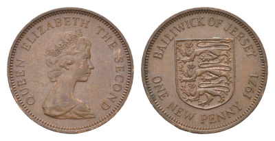Джерси 1 пенни 1971 Елизавета II (1952-2022), герб KM 30 бронза 4690-238