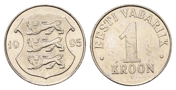 Эстония 1 крона 1995 KM 28 медно-никель aUNC 4688-631