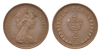 Великобритания 1/2 пенни 1971 Елизавета II (1952-2022) KM 914, Spink 4239 бронза 4697-861