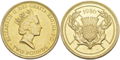 Великобритания 2 фунта 1986 Елизавета II (1952-2022), XIII Игры Британского Содружества KM 947, Spink 4311 (K1) никель латунь 180-1035