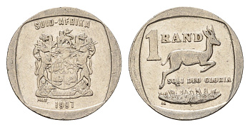 ЮАР 1 ранд 1997 KM 164 медь плакированная никелем 4682-748