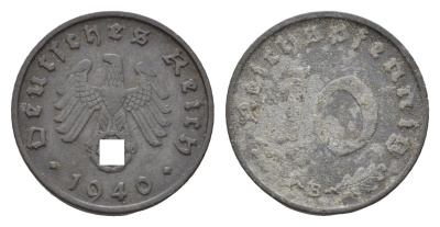 Германия 10 рейхспфеннигов 1940 B KM 101, J. 371 цинк 4684-235