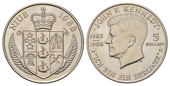 Ниуэ 5 долларов 1988 Джон Кеннеди KM 17 медно-никель BU 1101-6-34