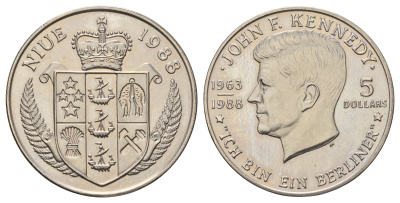 Ниуэ 5 долларов 1988 Джон Кеннеди KM 17 медно-никель BU 1101-6-34