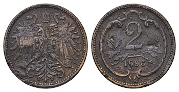 Австрия 2 геллера 1896 Франц Иосиф I (1848-1916) KM 2801 бронза 4684-823