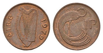 Ирландия 1 пенни 1979 мифологическая птица лира KM 20 бронза 4690-414