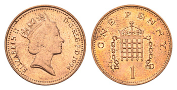 Великобритания 1 пенни 1994 Елизавета II (1952-2022) KM 935a, Spink 4391 (B4) сталь плакированная медью 4685-158