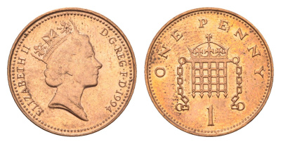 Великобритания 1 пенни 1994 Елизавета II (1952-2022) KM 935a, Spink 4391 (B4) сталь плакированная медью 4685-158