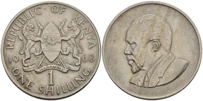 Кения 1 шиллинг 1968 Джомо Кениата KM 5 медно-никель 4512-212