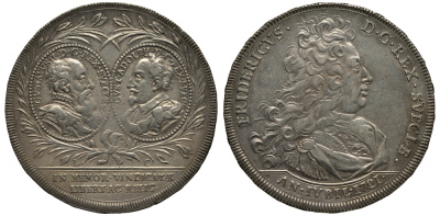 Швеция 1 риксдалер 1721 Фредрик I (1720-1751), 200 лет войны за за независимость Швеции KM 389, Ahlstroem 58 b, Dav ECT 1719, Slg. Whiting 349 серебро 10-005-07