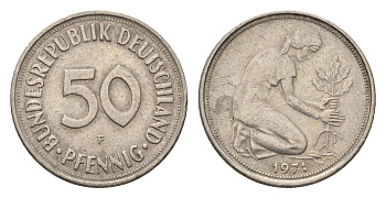 ФРГ 50 пфеннигов 1974 F KM 109.2, J. 384a медно-никель 4684-246