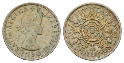 Великобритания 2 шиллинга (флорин) 1964 Елизавета II (1952-2022) KM 906, Spink 4146 медно-никель 4183-541