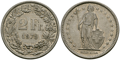 Швейцария 2 франка 1979 KM 21a медно-никель 4120-841
