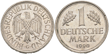 ФРГ 1 марка 1990 G KM 110 медно-никель 4681-1235