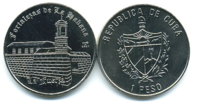 Куба 1 песо 2007 крепость Гаваны, Ла-Реаль-Фуэрса KM 880 медно-никель UNC 118-131