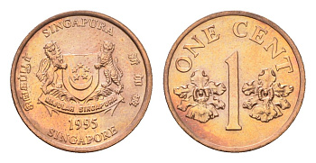 Сингапур 1 цент 1995 KM 98 цинк плакированный медью UNC 4685-614