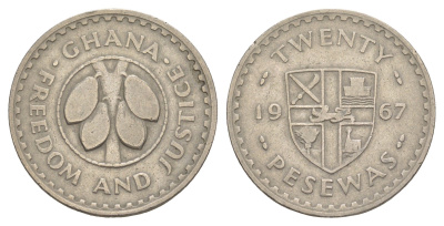 Гана 20 песев 1967 KM 17 медно-никель 4634-823