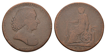 Великобритания, Чешир, Маклсфилд 1/2 пенни 1790 Dalton & Hamer 24 медь 28-256