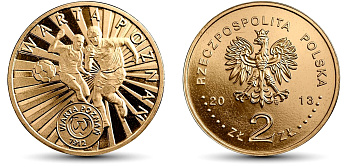 Польша 2 злотых 2013 MW, серия футбольные клубы, Познань KM 864 нордик UNC 4676-1024
