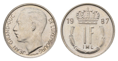 Люксембург 1 франк 1987 Герцог Жан (1964-1999) KM 59 медно-никель 4702-217