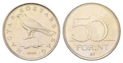 Венгрия 50 форинтов 2003 BP KM 697 латунь плакированная медно-никелем UNC 4148-855