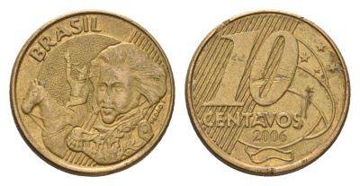 Бразилия 10 сентаво 2006 KM 649 сталь плакированная латунью 4686-744