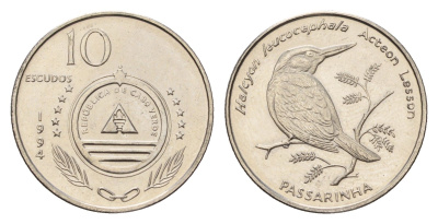 Кабо-Верде 10 эскудо 1994 Птицы - Сероголовая альциона (halcyon leucocephala) KM 29 сталь плакированная никелем UNC 4663-442