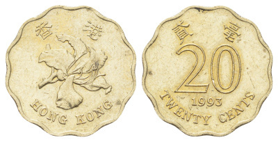 Гонконг 20 центов 1993 KM 67 никель латунь 4701-168