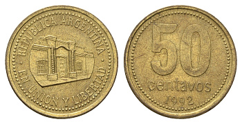 Аргентина 50 сентаво 1992 KM 111 алюминиевая бронза 4573-844