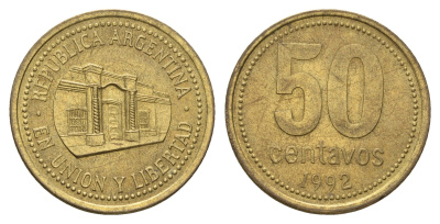 Аргентина 50 сентаво 1992 KM 111 алюминиевая бронза 4573-844