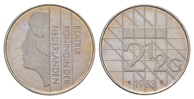 Нидерланды 2 1/2 гульдена 1983 Беатрикс (1980-2013) KM 206 никель UNC 4367-135