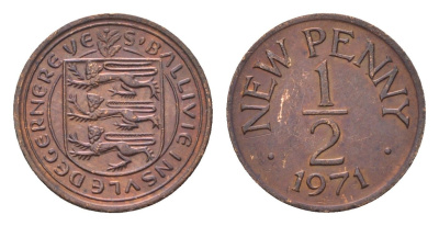 Гернси 1/2 пенни 1971 год-тип KM 20 бронза 4696-242