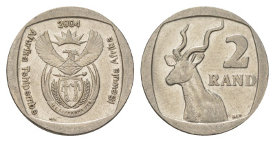 ЮАР 2 ранда 2004 KM 336 медь плакированная никелем 4626-1257