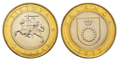 Литва 2 лита 2012 Курорты Литвы - Паланга KM 186.1 биметалл UNC 4695-512