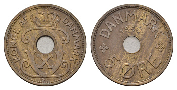 Дания 5 эре 1940 N, Кристиан X (1912-1947) KM 828 бронза 4700-854