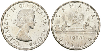 Канада 1 доллар 1962 KM 54 серебро aUNC 00-00