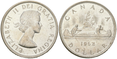 Канада 1 доллар 1962 KM 54 серебро aUNC 00-00