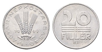 Венгрия 20 филлеров 1969 ВР KM 573 алюминий aUNC 181-1252
