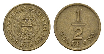 Перу 1/2 соль 1976 KM 265 латунь 4674-1112