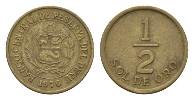 Перу 1/2 соль 1976 KM 265 латунь 4674-1112