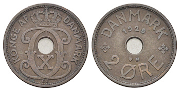 Дания 2 эре 1929 N, Кристиан X (1912-1947) KM 827 бронза 4701-728