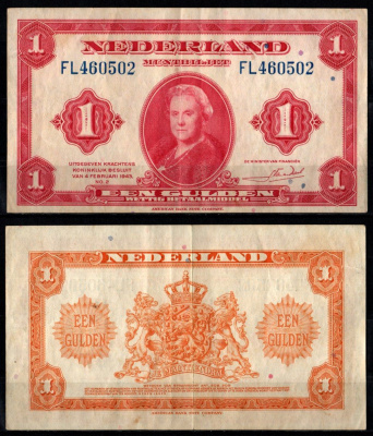 Нидерланды 1 гульден 1943 Pick 64 бумага 85992-48-4-2