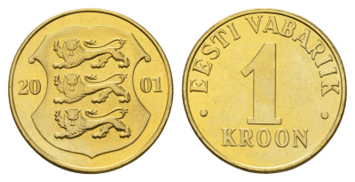 Эстония 1 крона 2001 KM 35 латунь UNC 4511-1045