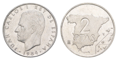 Испания 2 песеты 1984 Хуан Карлос I (1975-2014) KM 822 алюминий UNC 4176-115