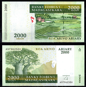 Мадагаскар 2000 ариари ND (2003) Pick 96 бумага UNC (пресс) 7485-62-1-1