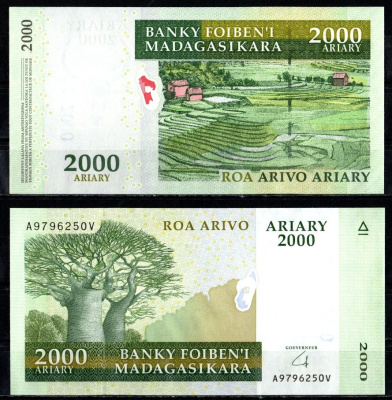 Мадагаскар 2000 ариари ND (2003) Pick 96 бумага UNC (пресс) 7485-62-1-1
