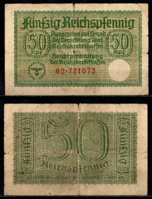 Германия 50 рейхспфеннигов ND (1940-1945) Pick R135 бумага 6352-48-1-1